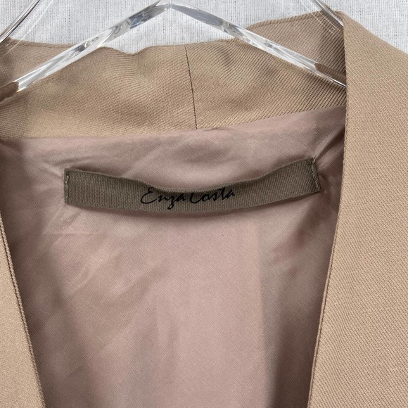 ENZA COSTA Twill Belted Jacket Womens Small Clay Tan Linen Blazer Wrap NEW - Picture 14 of 16